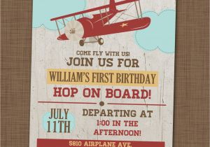 Plane Birthday Invitations Airplane Birthday Party Invitation First Birthday by