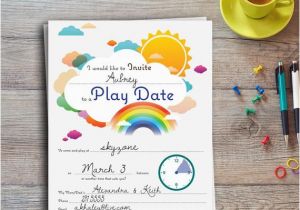 Playdate Birthday Party Invitations Play Date Invitation Colorful Editable Printable