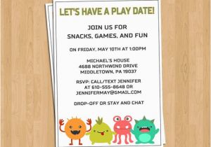 Playdate Birthday Party Invitations Playdate Invitation Little Monsters Play Date or by