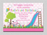 Playground Birthday Invitations Birthday Party Invitations Girls Pink Playground Swing