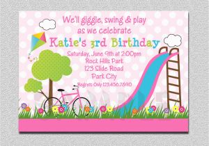 Playground Birthday Invitations Birthday Party Invitations Girls Pink Playground Swing