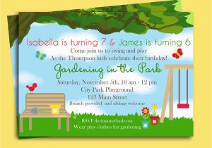 Playground Birthday Invitations Park Playground Birthday Invitation Printable or Printed with