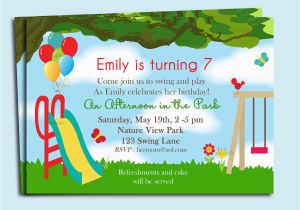 Playground Birthday Invitations Park Playground Birthday Invitation Printable or Printed with