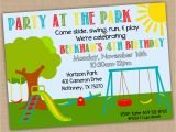 Playground Birthday Invitations Printable Park Birthday Invitation Park Birthday Party