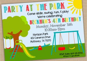 Playground Birthday Invitations Printable Park Birthday Invitation Park Birthday Party