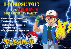 Pokemon Birthday Party Invitation Wording Pokemon Customized Printable Birthday Party Invitation