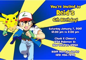 Pokemon Birthday Party Invitation Wording Pokemon Invitations with Pikachu and ash General Prints