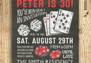 Poker Birthday Party Invitations Casino Invitation for Poker Party Birthday 30th Birthday or