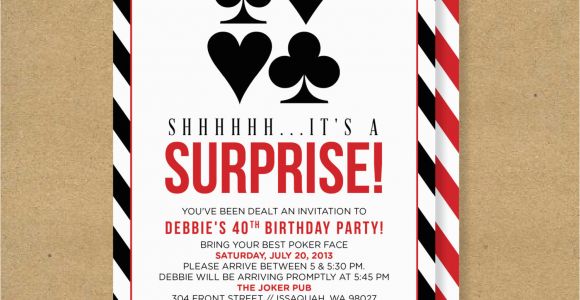 Poker Birthday Party Invitations Poker theme Surprise Party Printable Birthday Invitation