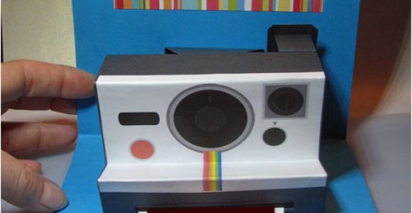 Polaroid Camera Pop Up Birthday Card with Printable Template Polaroid Camera Pop Up Card Tutorial