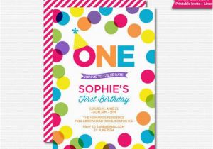 Polka Dot First Birthday Invitations Colorful First Birthday Invitation Polka Dots Girls