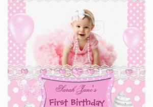 Polka Dot First Birthday Invitations First Birthday 1st Girl Pink Baby Polka Dots Invitation