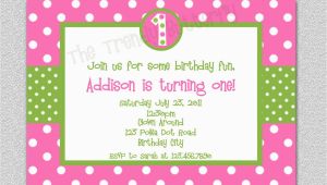 Polka Dot First Birthday Invitations Hot Pink Polka Dot Birthday Invitation Polka Dot Birthday