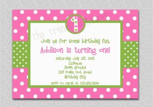 Polka Dot First Birthday Invitations Hot Pink Polka Dot Birthday Invitation Polka Dot Birthday