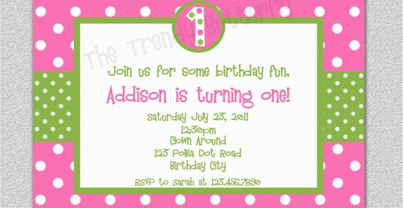 Polka Dot First Birthday Invitations Hot Pink Polka Dot Birthday Invitation Polka Dot Birthday