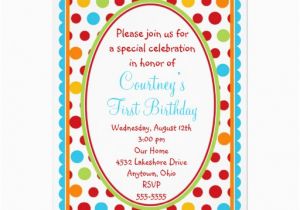 Polka Dot First Birthday Invitations Pretty Little Polka Dots 1st Birthday Invitations Zazzle