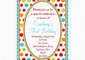 Polka Dot First Birthday Invitations Pretty Little Polka Dots 1st Birthday Invitations Zazzle