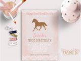Pony Ride Birthday Invitations Horse Rustic Birthday Invitation Derby Pink Burlap Lace