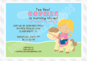 Pony Ride Birthday Invitations Pony Ride Girl Personalized Party Invitation