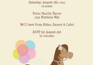 Pony Ride Birthday Invitations Pony Rides Birthday Party Invitation Any Colors