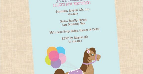 Pony Ride Birthday Invitations Pony Rides Birthday Party Invitation Any Colors