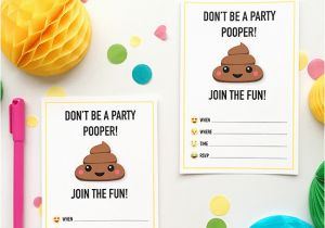 Poop Emoji Birthday Invitations Emoji Party Ideas and Colorful Printables