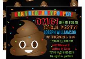 Poop Emoji Birthday Invitations Funny Poop Emoji Birthday Party Invitation Zazzle Com