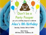 Poop Emoji Birthday Invitations Party Pooper Invitation with Poop Emoji