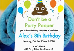 Poop Emoji Birthday Invitations Party Pooper Invitation with Poop Emoji