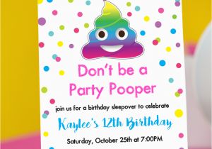 Poop Emoji Birthday Invitations Party Pooper Invitation with Rainbow Poop Emoji