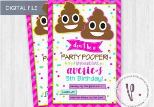 Poop Emoji Birthday Invitations Poop Emoji Invitations Rainbow Emoticon by Peadots