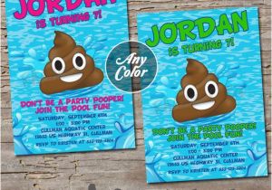 Poop Emoji Birthday Invitations Poop Emoji Pool Invitation Printable Digital Print by