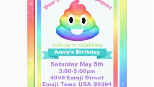 Poop Emoji Birthday Invitations Rainbow Poop Emoji Birthday Invitation Zazzle Com