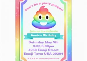 Poop Emoji Birthday Invitations Rainbow Poop Emoji Birthday Invitation Zazzle Com