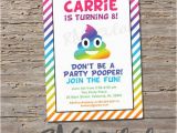 Poop Emoji Birthday Invitations Rainbow Poop Emoji Invitation Printable Birthday Invite