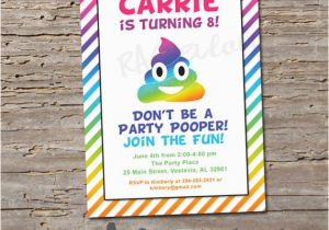 Poop Emoji Birthday Invitations Rainbow Poop Emoji Invitation Printable Birthday Invite