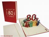 Pop Up 80th Birthday Cards Pop Up Birthday Card 80th Birthday Red Lin Pop Up