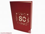 Pop Up 80th Birthday Cards Pop Up Birthday Card 80th Birthday Red Lin Pop Up