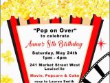 Popcorn Birthday Invitations Movie Birthday Party Invitation Popcorn Invitation Boy