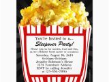 Popcorn Birthday Invitations Movie Popcorn Sleepover Custom Party Invitations Zazzle Com
