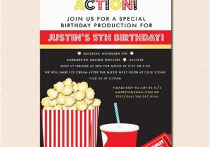 Popcorn Birthday Invitations Movies Popcorn Birthday Party Invitation Digital File or