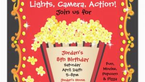 Popcorn Birthday Invitations Popcorn and A Movie Birthday Party Invitation Zazzle Com