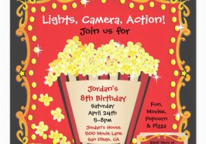Popcorn Birthday Invitations Popcorn and A Movie Birthday Party Invitation Zazzle Com