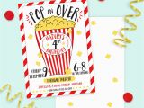Popcorn Birthday Invitations Popcorn and Movie Birthday Invitation Printed Invitations