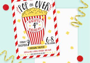 Popcorn Birthday Invitations Popcorn and Movie Birthday Invitation Printed Invitations