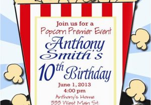 Popcorn Birthday Invitations Popcorn Birthday Movie Night Printable Party Invitation Print