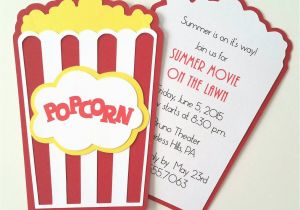 Popcorn Birthday Invitations Popcorn Invitation Pack Of 10 by Bellybeancards On Etsy