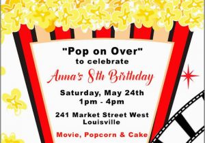 Popcorn Birthday Party Invitations Movie Birthday Party Invitation Popcorn Invitation Boy