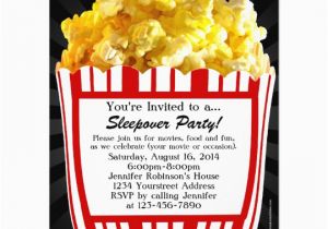 Popcorn Birthday Party Invitations Movie Popcorn Sleepover Custom Party Invitations Zazzle Com