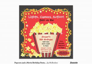 Popcorn Birthday Party Invitations Popcorn and A Movie Birthday Party Invitation